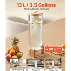 Dryckesdispenser, 20,5x20,5x63,7 cm, Transparent, Glas med träställning