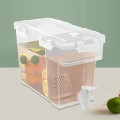Dryck- och vattendispenser - Dubbeltank 3,5 l - Kran & avdelare - För kylskåp - Vit