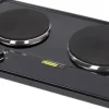 Dubbel elektrisk spis, dubbla matlagningszoner, 6 temperaturinställningar, bärbar design