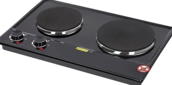 Dubbel elektrisk spis, dubbla matlagningszoner, 6 temperaturinställningar, bärbar design