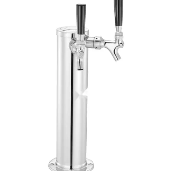 Dubbelkranar Fatölstornautomat, rostfritt stål, Kegerator Tower Kit med förmonterad slang och självstängande kran för fest och bar
