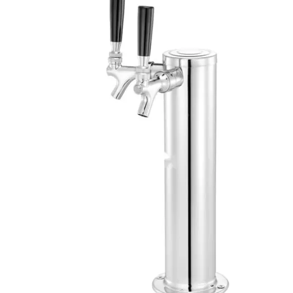 Dubbelkranar Fatölstornautomat, rostfritt stål, Kegerator Tower Kit med förmonterad slang och självstängande kran för fest och bar