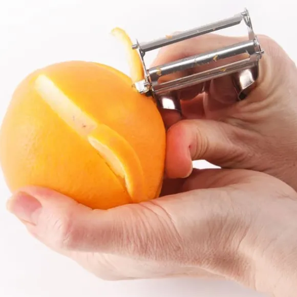 Dubbel stål Julienne Peeler Skalare kökskniv för grönsaker och frukt