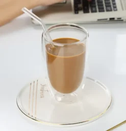 Dubbelväggiga glas - lämpliga för olika typer av kaffe och drycker, 2 st (350 ml)