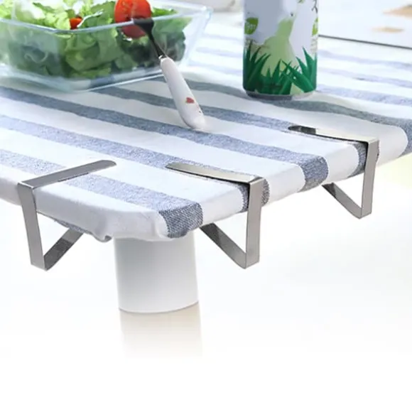 Dukklämmor i rostfritt stål - Set med 4, halksäkra bordshållare (5*4 cm)