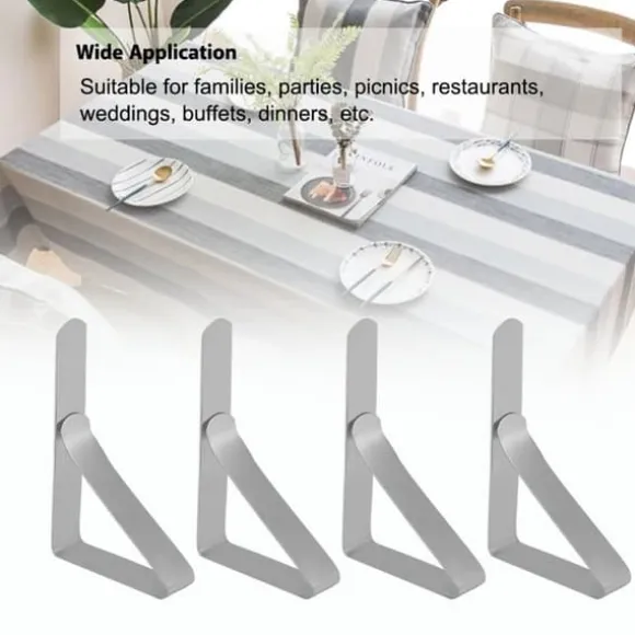 Dukklämmor i rostfritt stål - Set med 4, halksäkra bordshållare (5*4 cm)