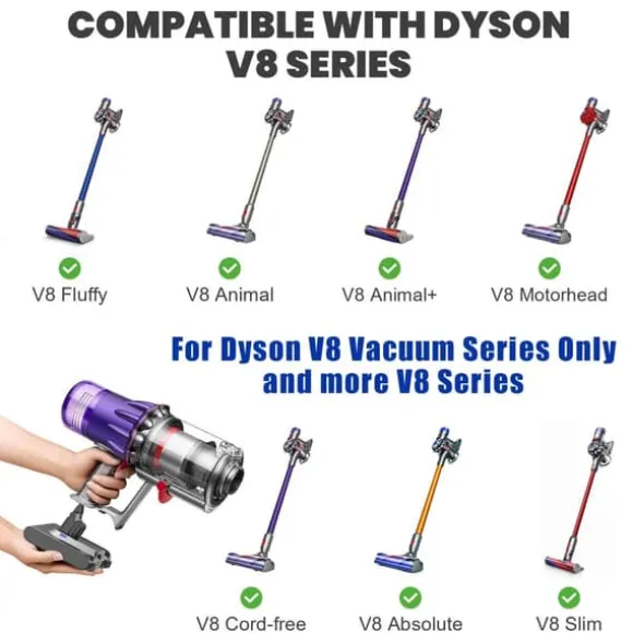 Dyson V8 batteri 6800 mAh, ersättningsbatteri för V8 Absolute/Animal (SV10), ljusgrå, uppladdningsbart