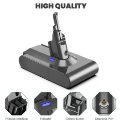 Dyson V8 batteri 6800 mAh, ersättningsbatteri för V8 Absolute/Animal (SV10), ljusgrå, uppladdningsbart