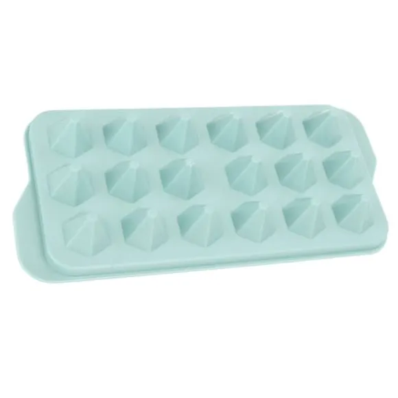 Easy Deforming Ice Cube-bricka - Livsmedelsklassad PP-iskubform med lock - Söt iskubbricka för kylskåp - Diamond 18 Grids Blue