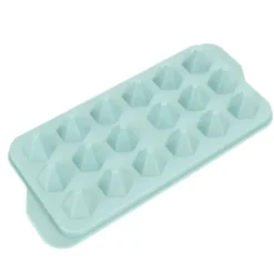 Easy Deforming Ice Cube-bricka - Livsmedelsklassad PP-iskubform med lock - Söt iskubbricka för kylskåp - Diamond 18 Grids Blue