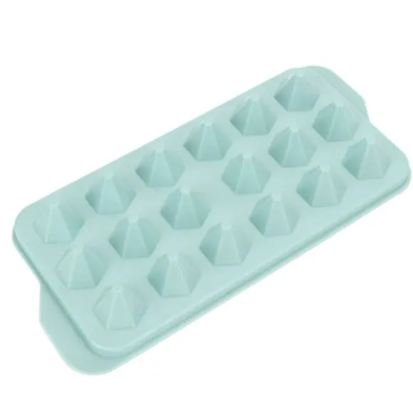 Easy Deforming Ice Cube-bricka - Livsmedelsklassad PP-iskubform med lock - Söt iskubbricka för kylskåp - Diamond 18 Grids Blue