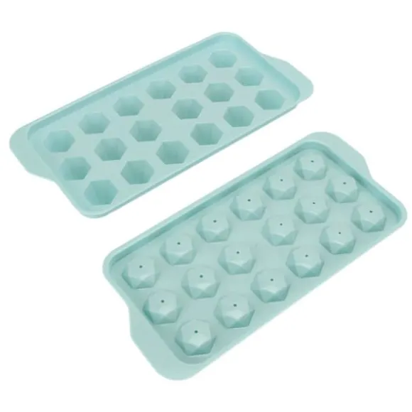 Easy Deforming Ice Cube-bricka - Livsmedelsklassad PP-iskubform med lock - Söt iskubbricka för kylskåp - Diamond 18 Grids Blue