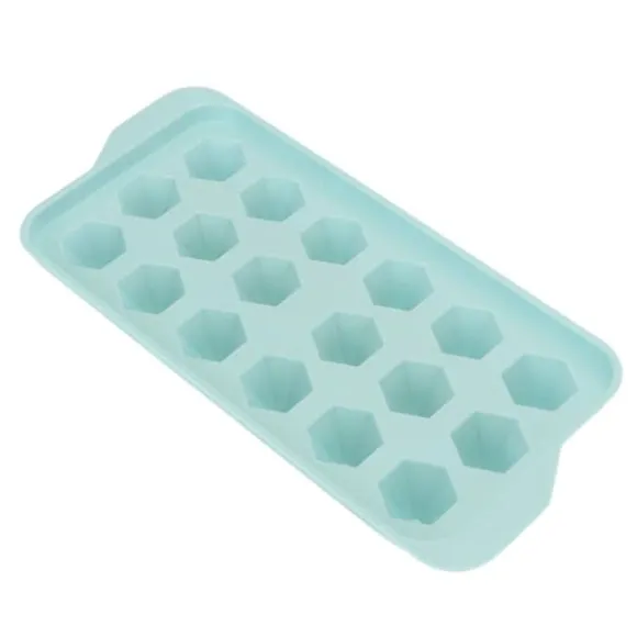 Easy Deforming Ice Cube-bricka - Livsmedelsklassad PP-iskubform med lock - Söt iskubbricka för kylskåp - Diamond 18 Grids Blue