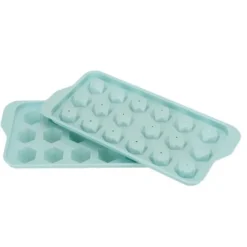 Easy Deforming Ice Cube-bricka - Livsmedelsklassad PP-iskubform med lock - Söt iskubbricka för kylskåp - Diamond 18 Grids Blue