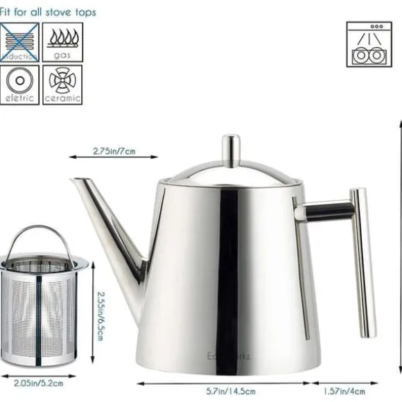 Easyworkz 1500 ml thé med avtagbar infuser i rostfritt stål