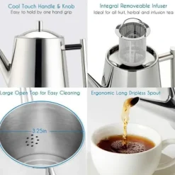 Easyworkz 1500 ml thé med avtagbar infuser i rostfritt stål