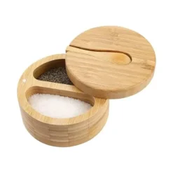 Elegant salt- och pepparkruka i bambu med lock och sked (91710001)