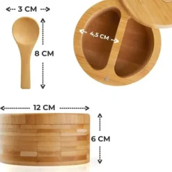 Elegant salt- och pepparkruka i bambu med lock och sked (91710001)