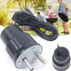 Elektrisk BBQ-motor, rotisseri grillspettmotor för grill, 220V, svart