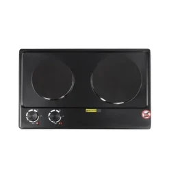 Elektrisk bordsplatta - Dubbel kokplatta - 2500 W - 2 plattor - 6-läges vred - 100–250 °C - EU-kontakt 220 V - Svart