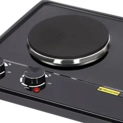 Elektrisk bordsplatta - Dubbel kokplatta - 2500 W - 2 plattor - 6-läges vred - 100–250 °C - EU-kontakt 220 V - Svart