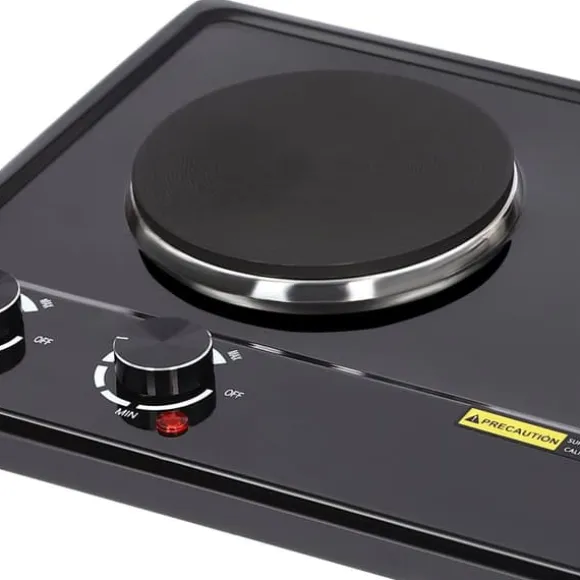 Elektrisk bordsplatta - Dubbel kokplatta - 2500 W - 2 plattor - 6-läges vred - 100–250 °C - EU-kontakt 220 V - Svart
