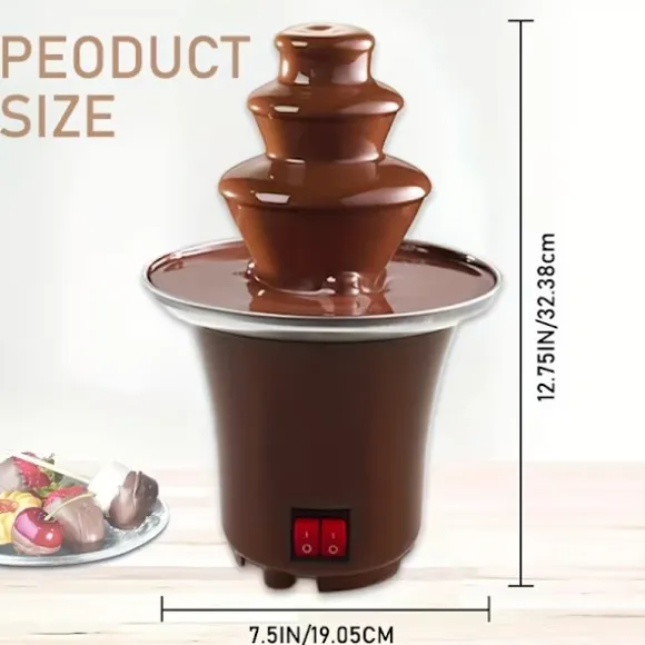Elektrisk Chokladfondue Fontän – 3 Våningar, Rostfritt Stål, Smälter Choklad, Smör, Karamell – Perfekt För Fester, Bröllop Och Evenemang