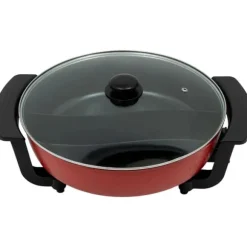 Elektrisk hot pot - Yin-Yang gryta - 30 cm dubbelkärl - 6 l - 1360 W - 5 temperaturlägen - Glaslock - Svart