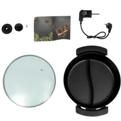 Elektrisk hot pot - Yin-Yang gryta - 30 cm dubbelkärl - 6 l - 1360 W - 5 temperaturlägen - Glaslock - Svart