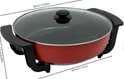 Elektrisk hotpot - Yin Yang shabu shabu gryta - 6 L - 30 cm - 1360 W - 2 fack - 5 temperaturlägen - Glaslock - Svart