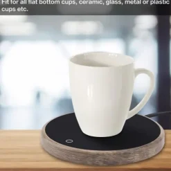 Elektrisk kaffekoppsvärmare för kontorshem - träkorndesign (EU-kontakt)