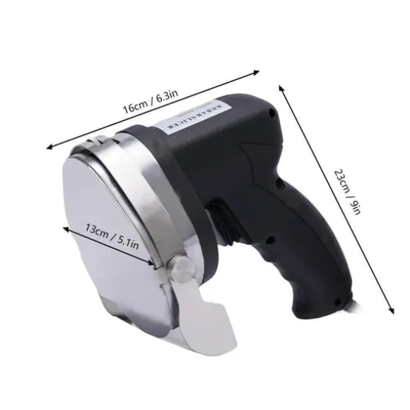 Elektrisk kebabskärare - Handhållen gyroskniv - 80 W Effekt - Justerbar skärtjocklek - Rostfritt stålblad - Bladslipare - Röd