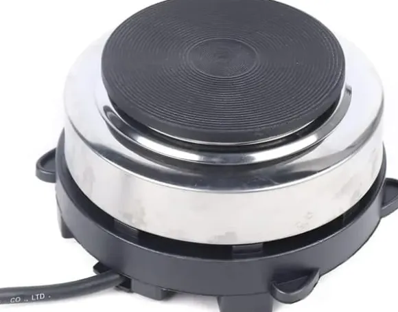 Elektrisk kokplatta - Enkel platta - 500 W - Gjutjärnsplatta - Rostfritt hölje - 6 Temperaturer - Portabel - För camping & kök