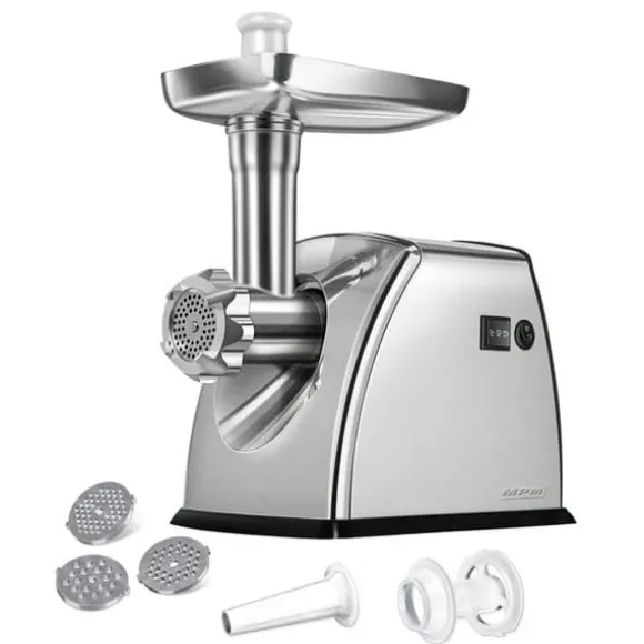 Elektrisk köttkvarn i rostfritt stål, med korvstopparutrustning MPM MMM-07M 1800W Silver 01054