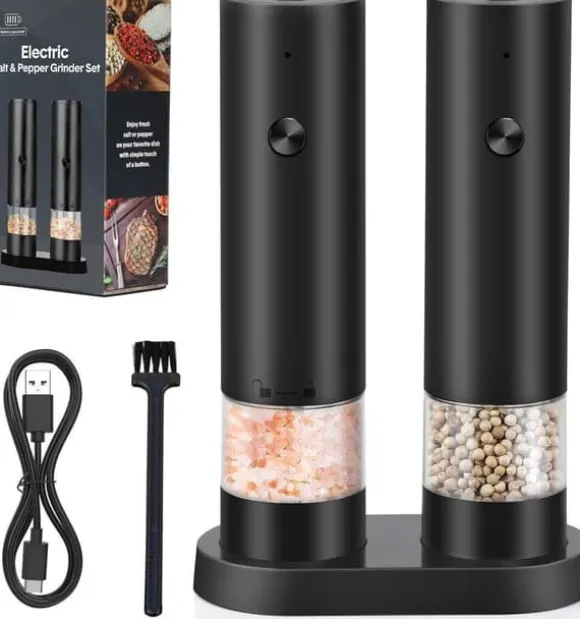 Elektrisk salt- och pepparkvarn - USB-laddningsbar elektrisk pepparkvarn med förvaringsbox