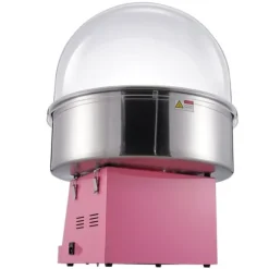 Elektrisk sockervaddsmaskin 1000 W, kommersiell godismaskin med lock, rostfri skål och sockerskopa, perfekt för evenemang