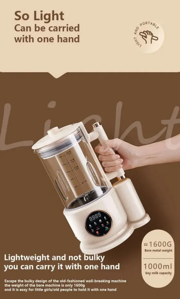 Elektrisk sojamjölksmaskin - Högprestandamixer - 1,5 l - Automatiska program - Juicer - Rispasta/risgröt - Vit