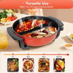 Elektrisk Tvilling Hot Pot, 6L Kapacitet, Justerbar Temperaturkontroll, Hållbar Gjutjärnsdesign