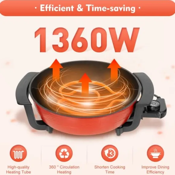Elektrisk Tvilling Hot Pot, 6L Kapacitet, Justerbar Temperaturkontroll, Hållbar Gjutjärnsdesign
