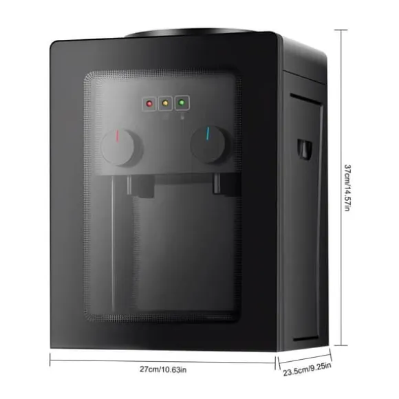 Elektrisk Vattendispenser, Kompakt Storlek, Varm/Kall Funktionalitet, Rostfritt Stål Foder,Svart