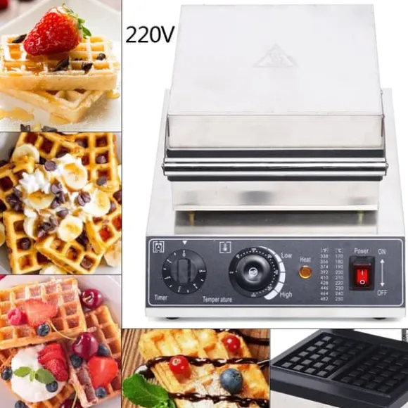 Elektrisk Våffeljärn, 2000W Effekt, Justerbar Temperatur och Timer,2