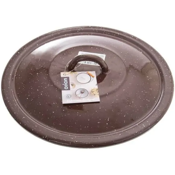 Emaljerad mjölkhink med lock, brun 10 l
