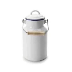 Emaljerad mjölkkanna - IBILI - 1 liter - Emaljerad stål - Trälock - Mått 10x21 cm