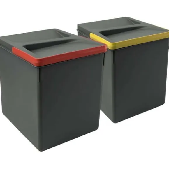 Emuca Recycling Bin Recycling Kit för kökslådor Återvinningshöjd 266 mm, 2x15 liter, antracitgrå plast