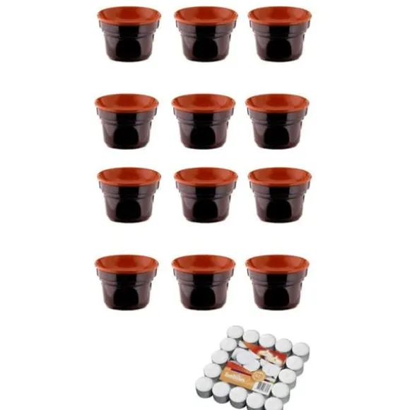 ERBJUDANDE 12 FÖR FÖR BAGNA CAUDA CM 14 BRUNA TERRE D'UMBRIA + 50 T-LIGHT LJUS SOM GÅVA
