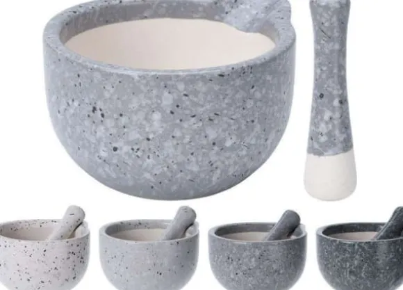 Excellent Houseware Keramisk kryddmortel 10,5 cm med stöt