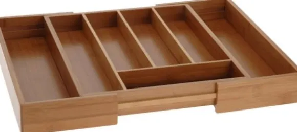 Excellent Houseware Utdragbar bestickbricka, bambu