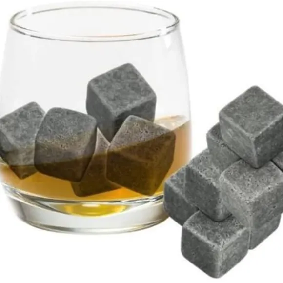 Fablcrew Set med 9 återanvändbara granitwhiskystenar Glaccedilons Täljstenskylare B762