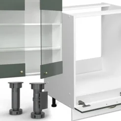 Fame-Line hörnkök, 347 x 257 cm, PT Marble, Landhaus Grön-Guld/Vit, Vicco