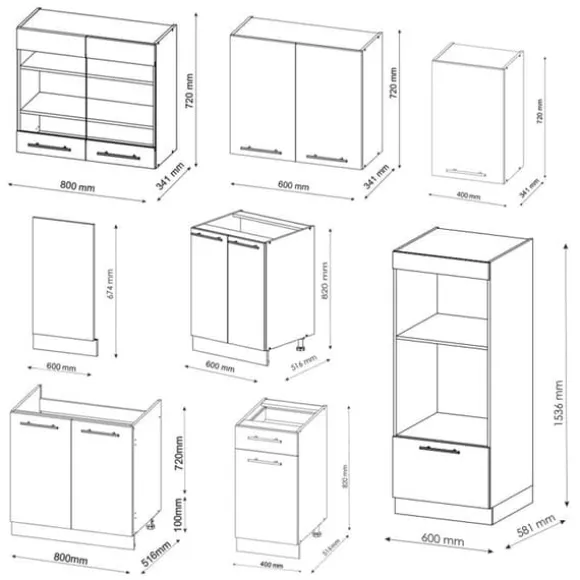 Fame-Line kök, 300 cm med högskåp, PT Marble, Bordeaux högglans/vit, Vicco